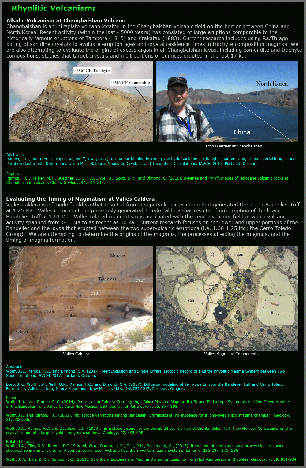 Dr. Ramos Research Highlights: RHYOLITIC VOLCANISM